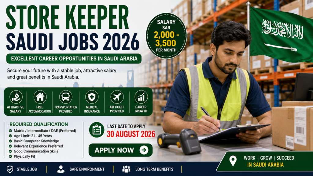 Store Keeper Saudi Jobs 2026