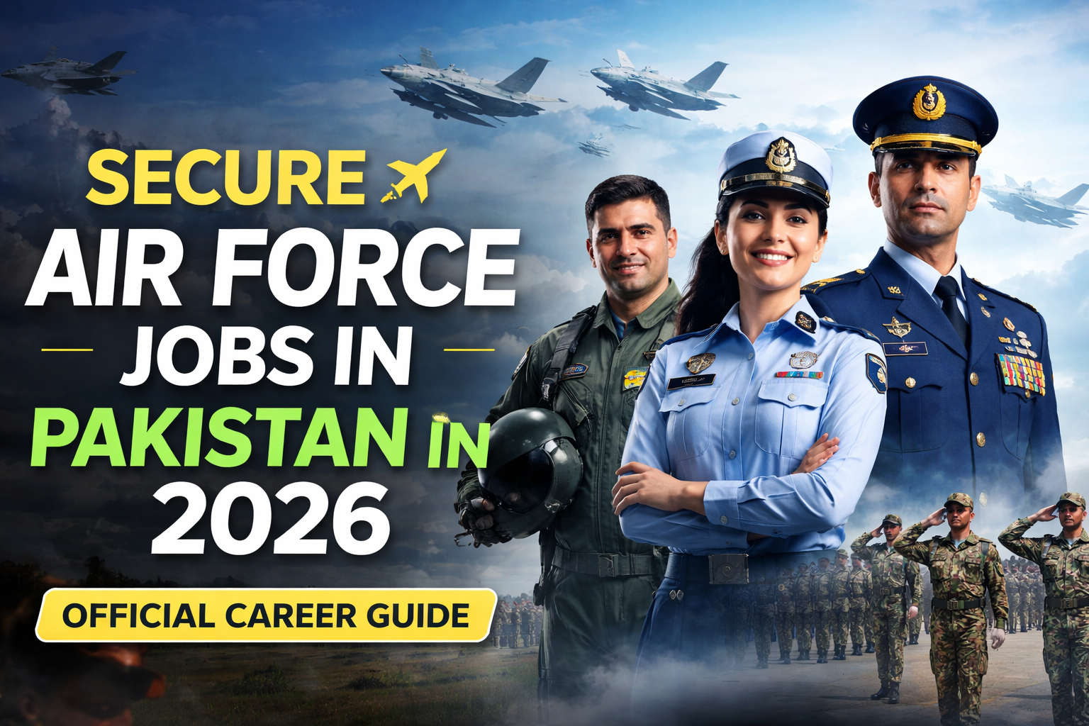 AIR Force jobs in Pakistan in 2026 recruitment banner showing Pakistan Air Force theme with official career opportunity concept